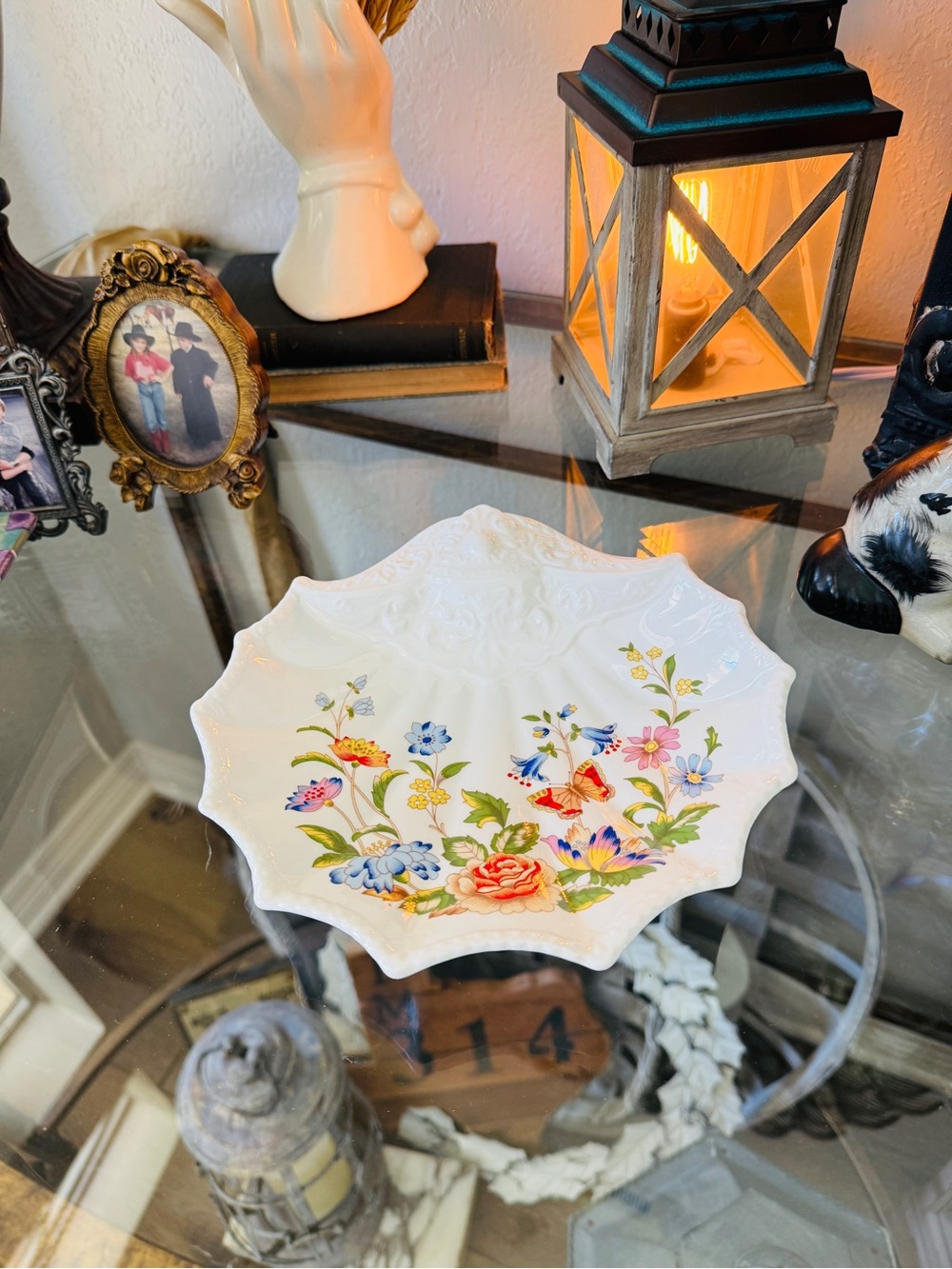 Vintage Aynsley "Cottage Garden" Bone China Embossed Shell Dish - England - Picture 4 of 16